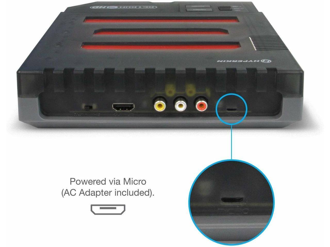 Hyperkin OHD Powered via Micro (AC Adapter included).