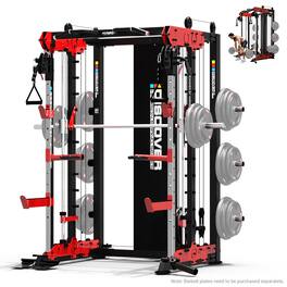 HARISON - All-in-One Power Rack Home Gym 5300 LB Capacity with Adjustable Chin-Up & Rowing Fitness System (BBG30816) - Black