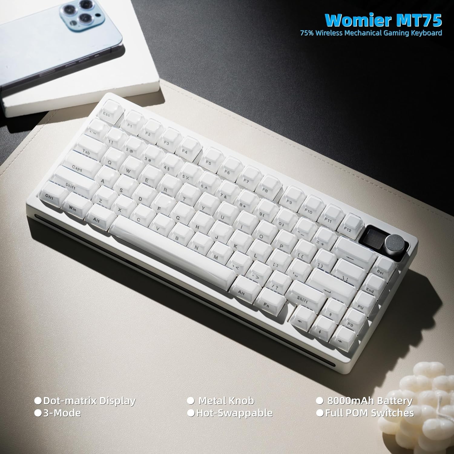 Womier MT75 Wireless Mechanical Keyboard, 75% Layout Gaming