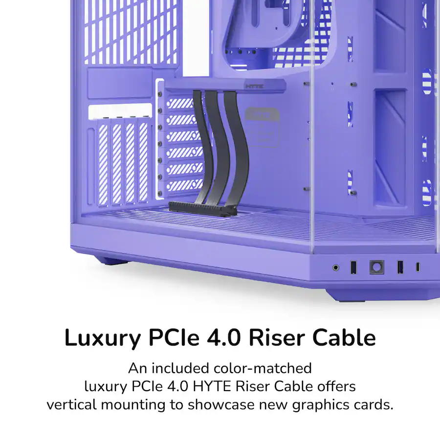 Hyte Pc Case Rounded HYTE Y70 Mid Tower ATX Gaming PC Desktop Case with Riser Cable Purple ...