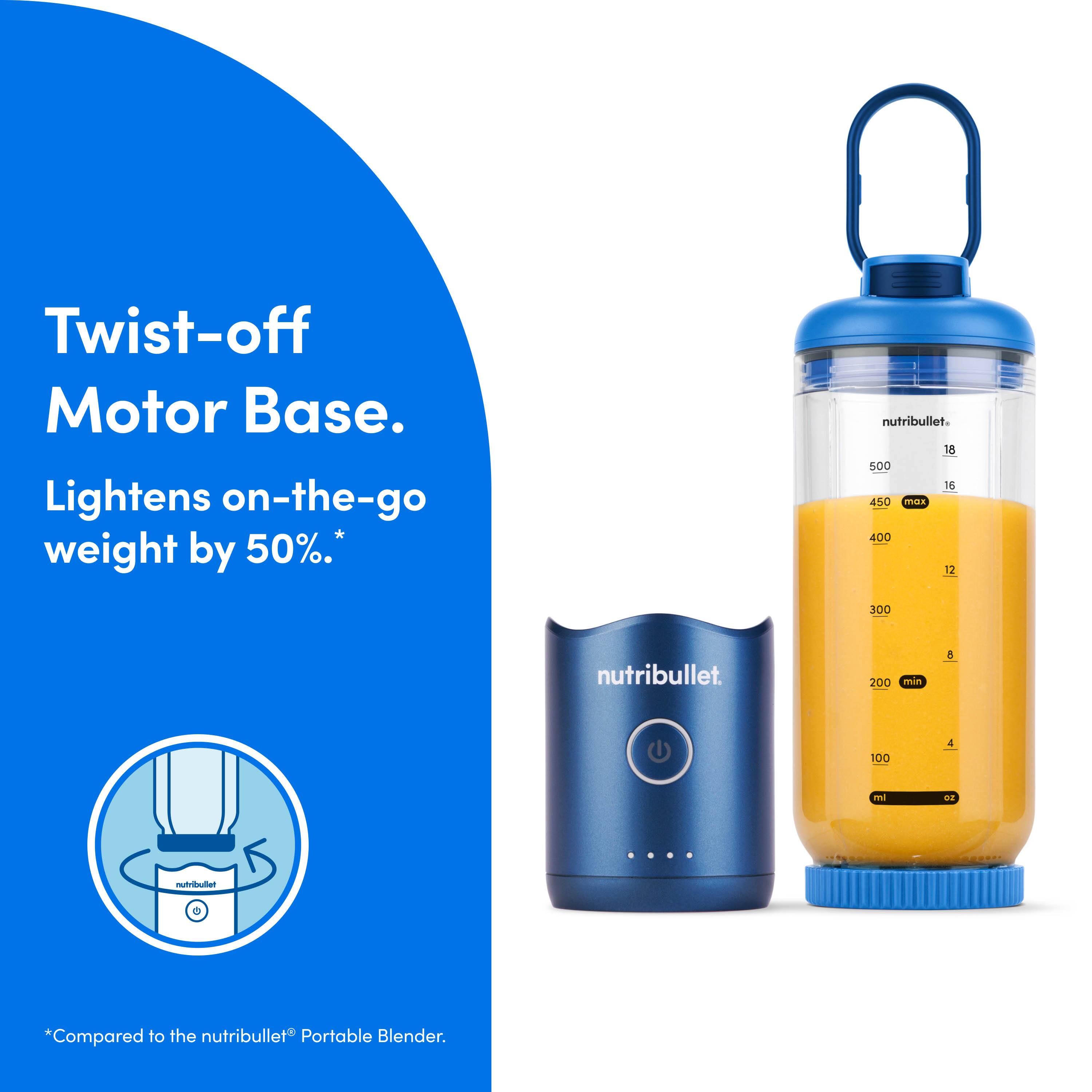Twist-off Motor Base. Lightens on-the-go weight by 50%.*  
nutribullet.  

*Compared to the nutribullet Portable Blender.