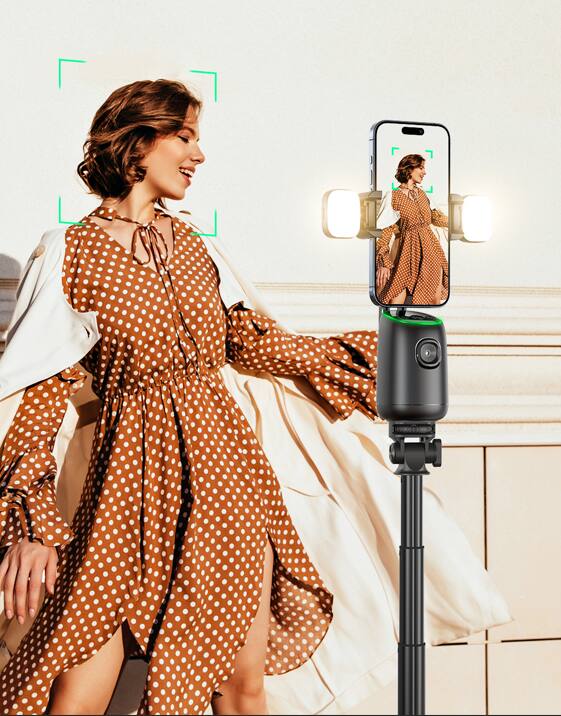 Alt View 4. Cluzine - 360° Rotation Auto Face & Body Tracking Phone Holder Camera Mount with Remote Control.