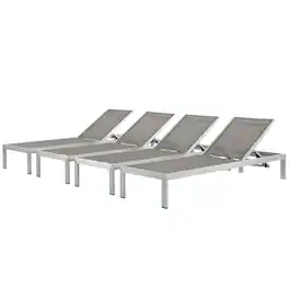 Outdoor Escape - Durable Aluminum Lounge Chaise Set For Outdoor Patio Relaxation - Gray