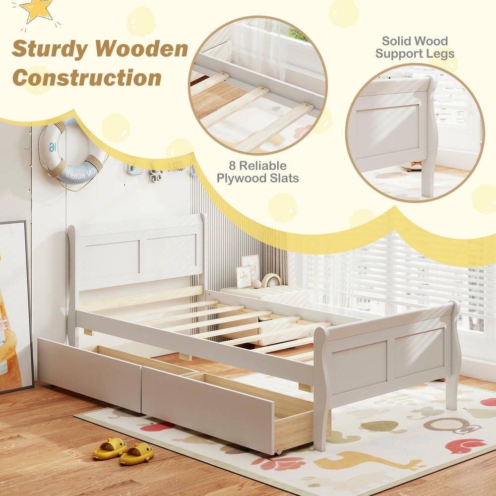 Sturdy Wooden Construction  
Solid Wood Support Legs  
8 Reliable Plywood Slats