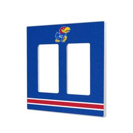 Keyscaper - Kansas Jayhawks Stripe Design Double Rocker Light Switch Plate - Multicolor