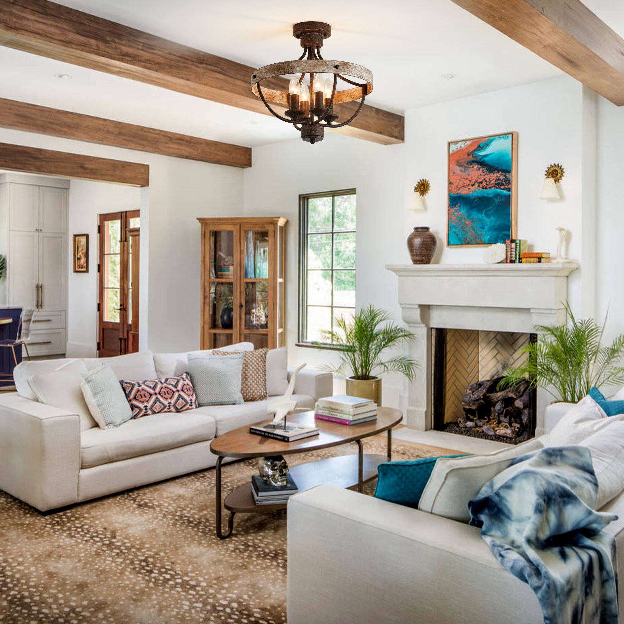 Angle. Parrot Uncle - 4-Light Industrial Ceiling Light - Black.