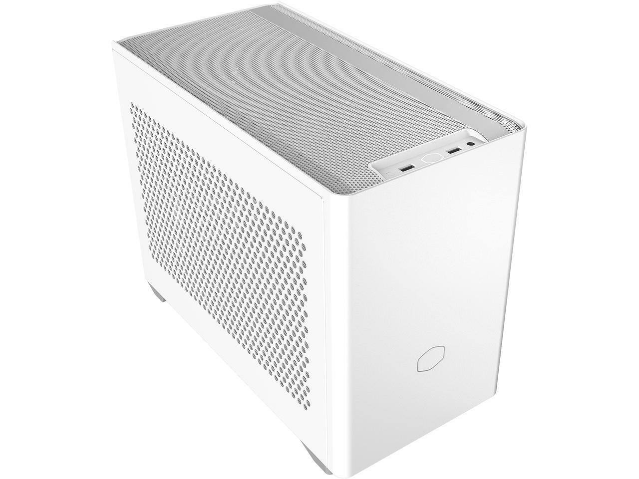 Angle. Cooler Master - Cooler Master NR200 White SFF Mini-ITX Case, Vented Panel, Triple-slot GPU, Tool-Free, 360° Access - White.
