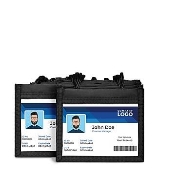 Staples - ID Badge Holders with Lanyard, Adjustable 48" Length, Nylon, 10/Pack - Black/Clear