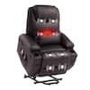 Front. Bestier - 34.6'' Electric Power Lift Asist Recliner Chair with Massage and Heat, Fax Leather Reclining Chair with Cup Holders - Dark Brown.
