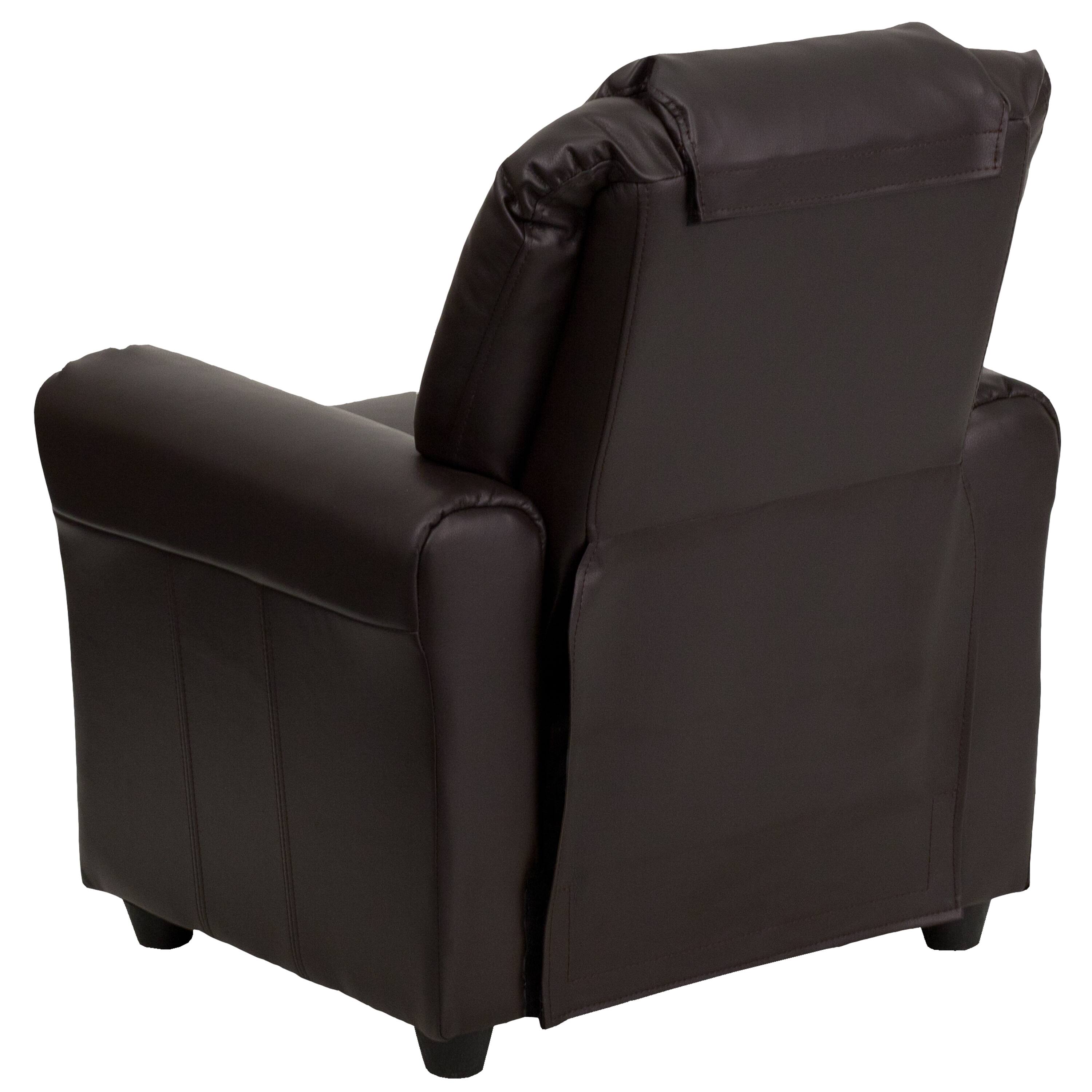 Alt View 5. Emma + Oliver - Contemporary Kids Recliner with Cup Holder and Headrest - Brown LeatherSoft.