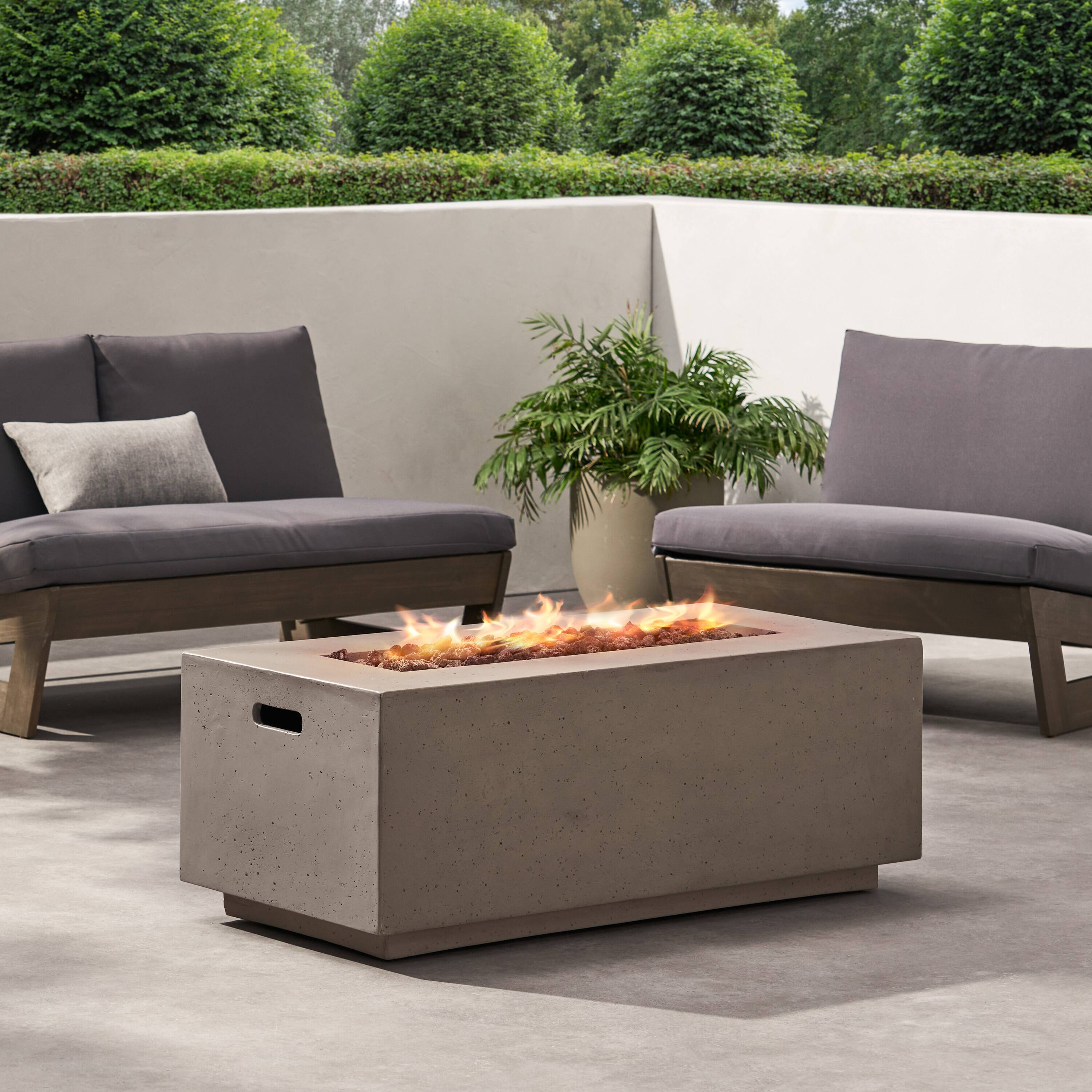Alt View 2. APRILSOUL - 40 inch Outdoor 40000 BTU Rectangular MgO Concrete Propane Fire Pit Dark Grey - LIGHT GREY.