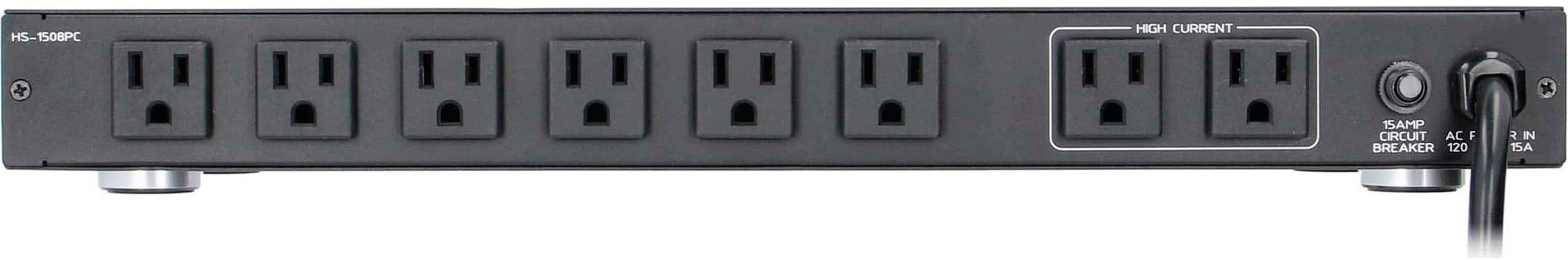 The text on the image reads "HS-1508PC HIGH CURRENT 15AMP CIRCUIT AC F BREAKER 120V IN 15A."