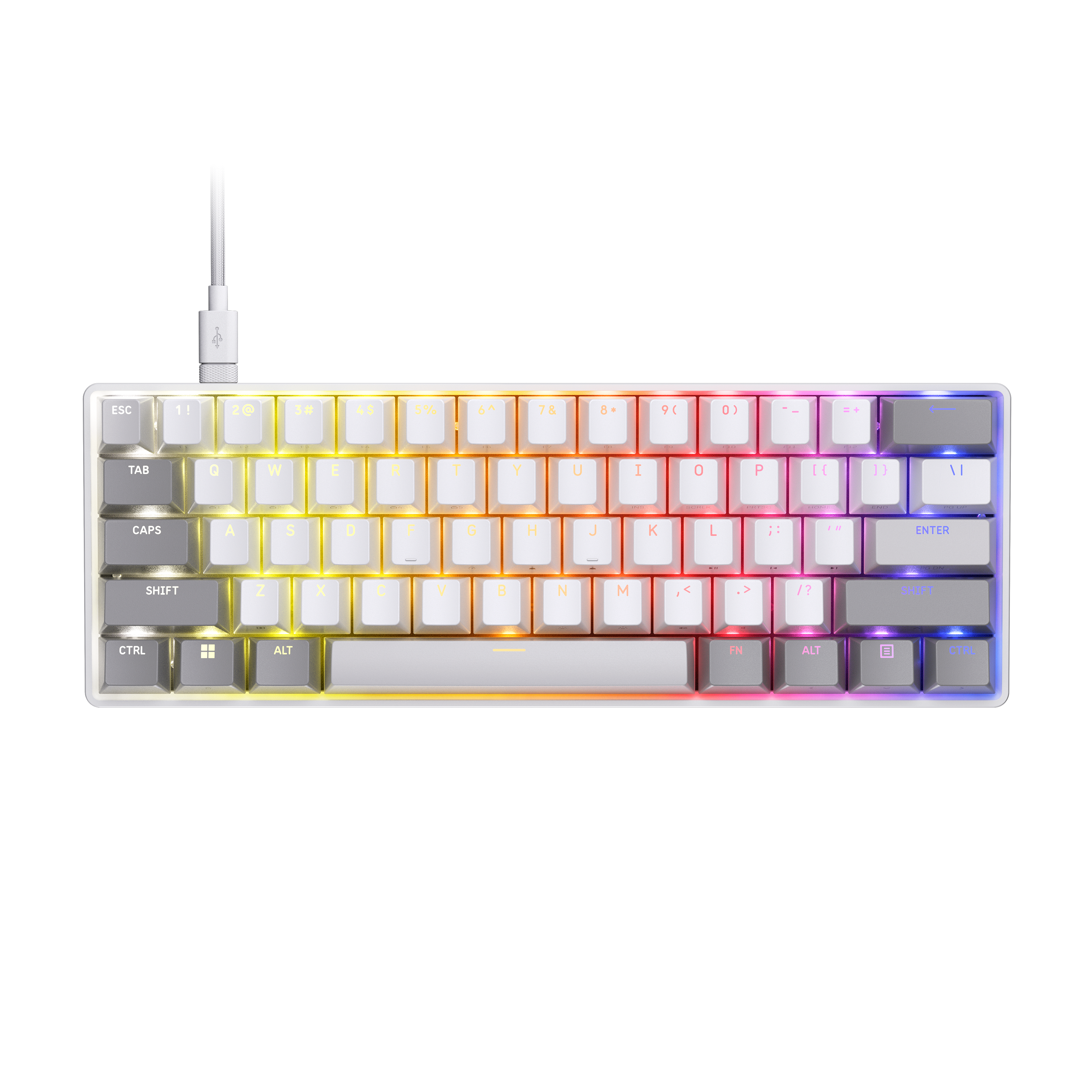 ESC
1!
2@
3#
4$
5%
6^
7&
8*
9(
0)
-_
=+
TAB
Q
W
E
R
T
Y
U
I
O
P
[{
}]
\
CAPS
A
S
D
F
G
H
J
K
L
;
'
ENTER
SHIFT
Z
X
C
V
B
N
M
,<
.>
/?
SHIFT
CTRL
ALT
FN
ALT
CTRL
