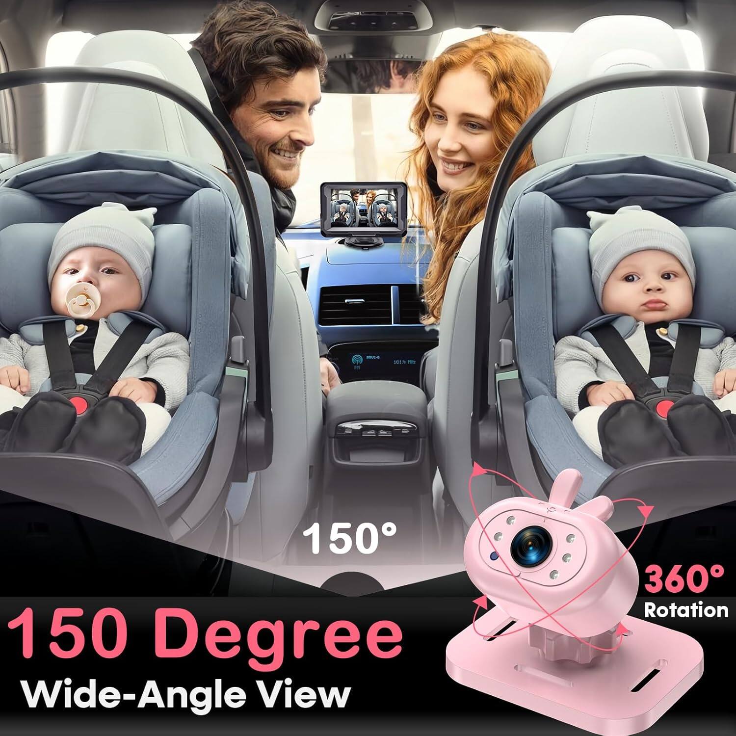 150 Degree Wide-Angle View  
360° Rotation