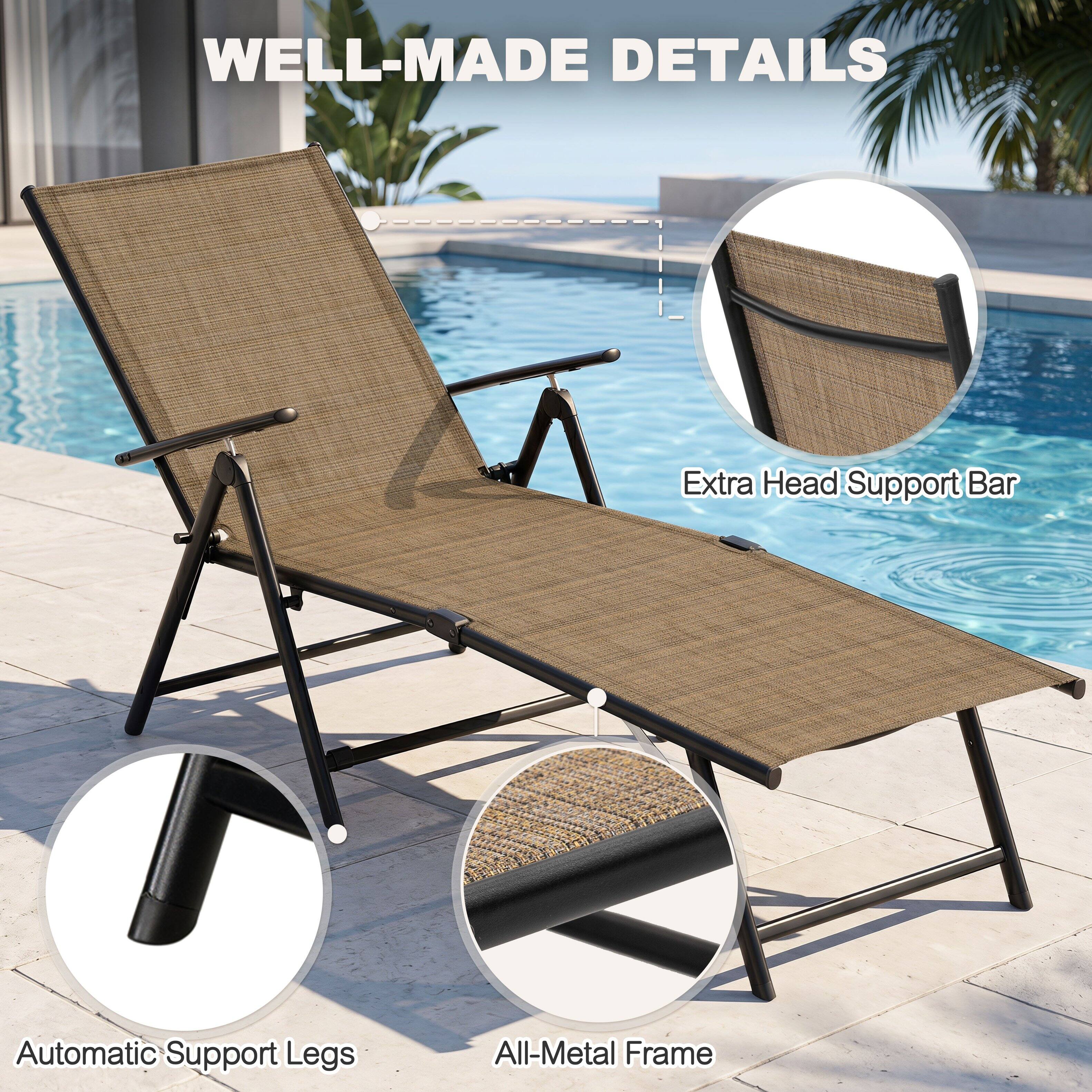 WELL-MADE DETAILS

- Extra Head Support Bar
- Automatic Support Legs
- All-Metal Frame