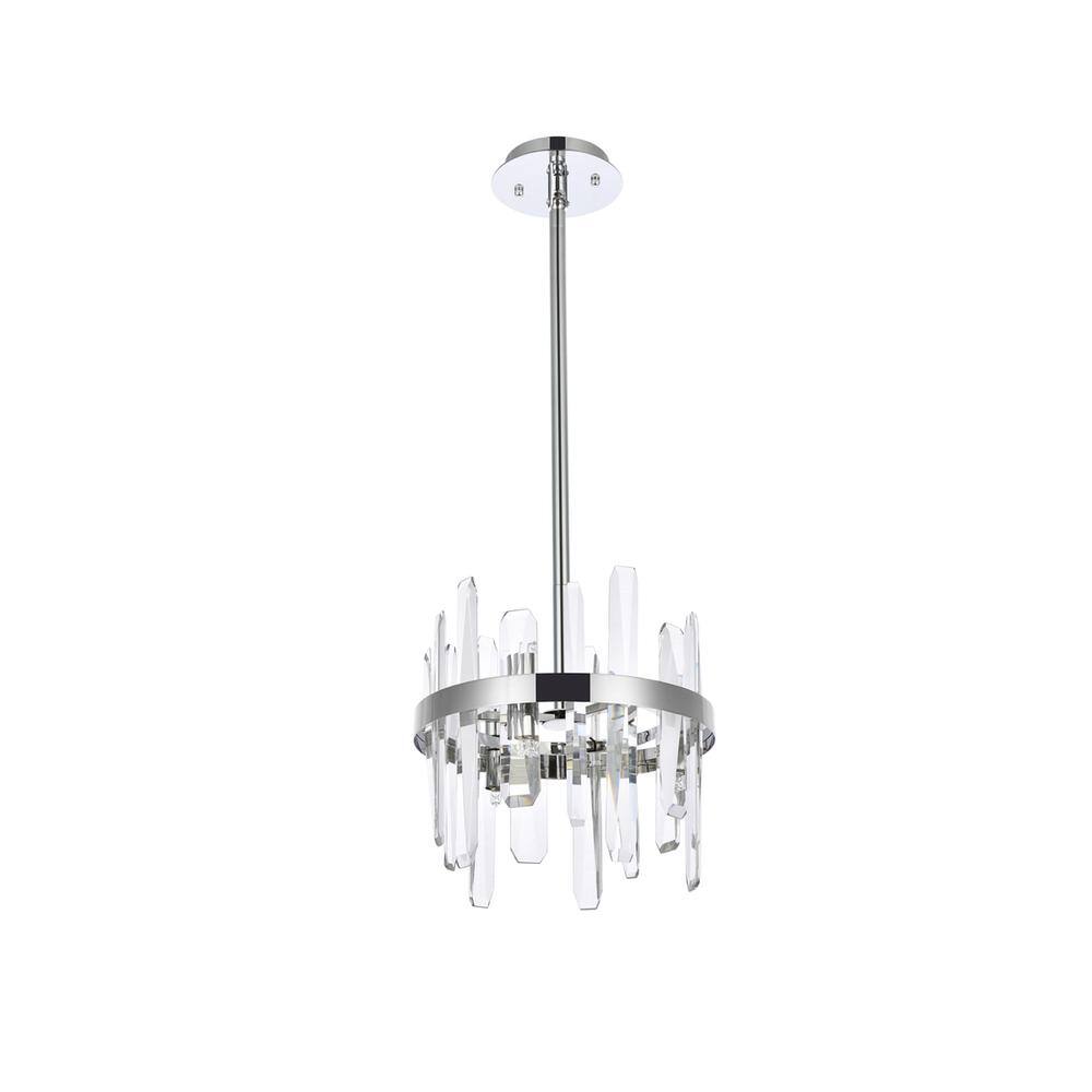 Back. Elegant Lighting - Serena 12 inch crystal round pendant in chrome - Chrome.