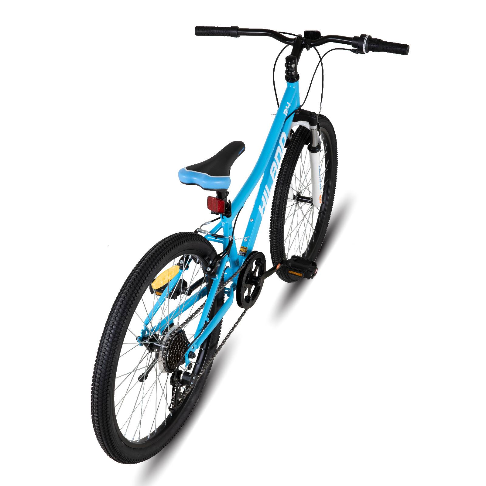 Alt View 6. HILAND - HILAND 24 Inch Mountain Bike for Boy Girl with Suspension Fork, 7-Speed Kids' MTB Bicycle, Blue - Blue.