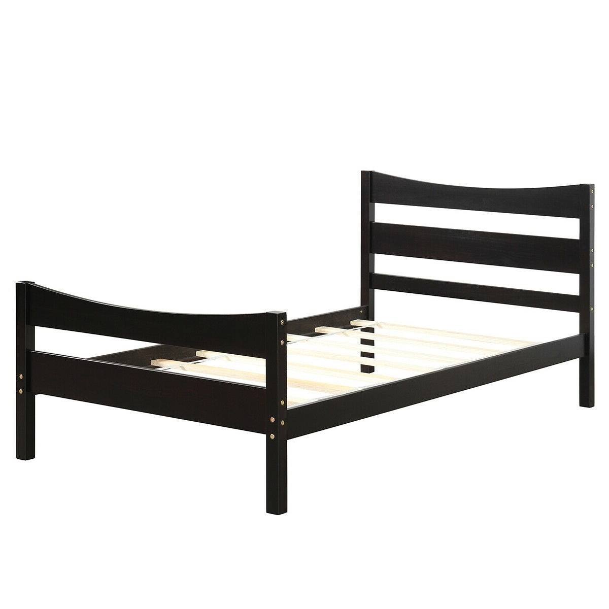 Angle. Hivvago - Hivvago Twin size Farmhouse Style Pine Wood Platform Bed Frame - Black.