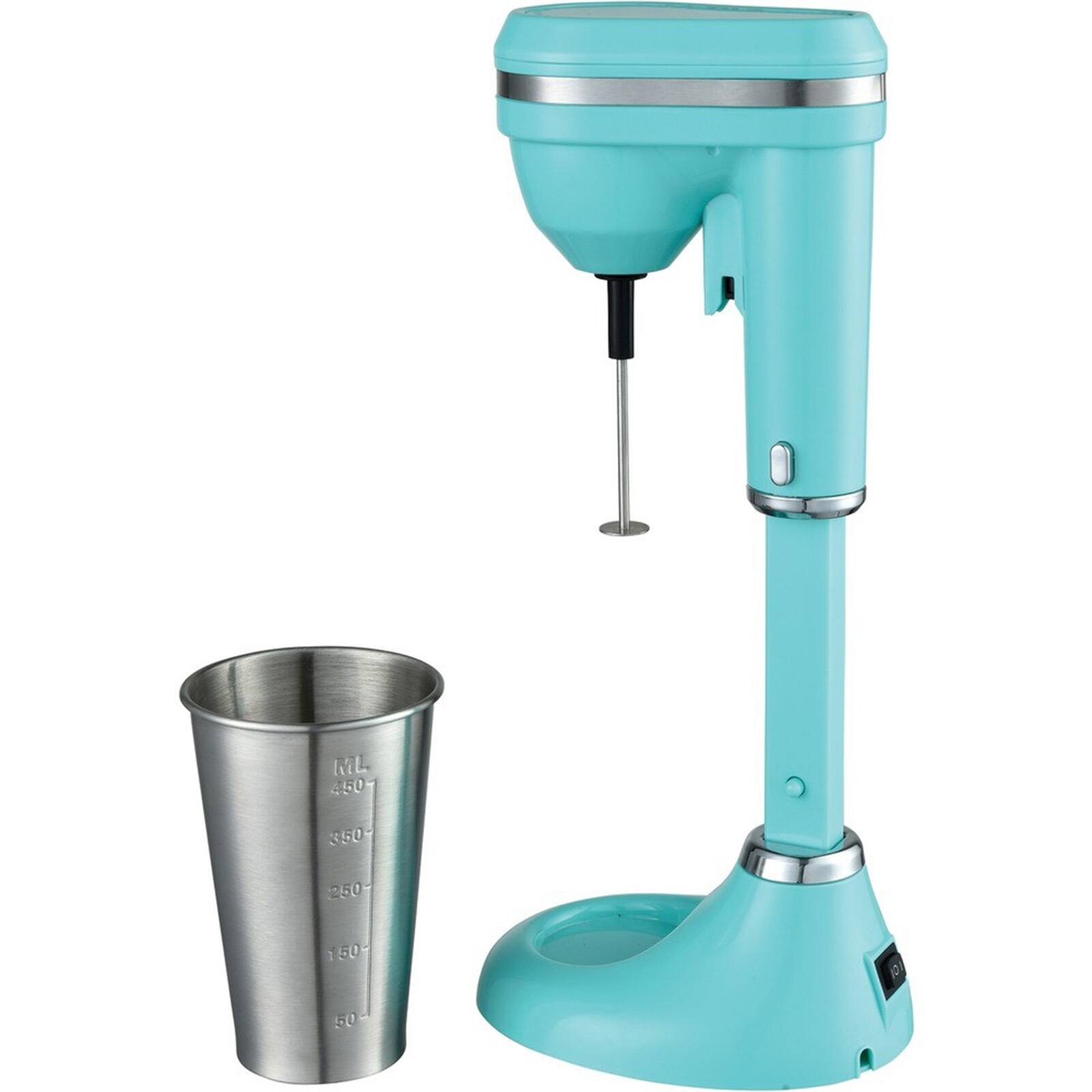The text on the image reads "ML 450 350 250 150 10 08." This could be interpreted as a measurement or a code related to the blue mixer and cup. However, without more context, it is difficult to determine the exact meaning or purpose of this text.