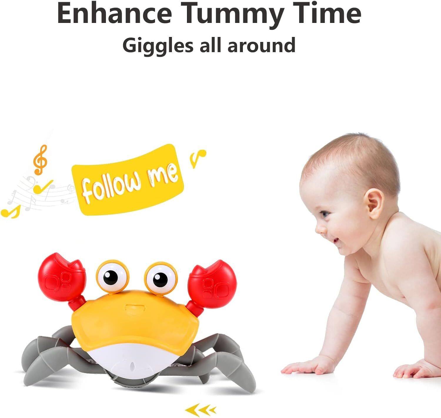Enhance Tummy Time  
Giggles all around  
follow me