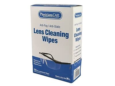 Physicians CARE  
Anti-Fog | Anti-Static  
Lens Cleaning Wipes  
100 Wipes  
Made in the USA