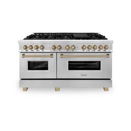 ZLINE - Autograph 60" Legacy Dual Fuel Range w/ 9 Burners & Champagne Bronze Accents (RAZ-60-CB) - Multicolor