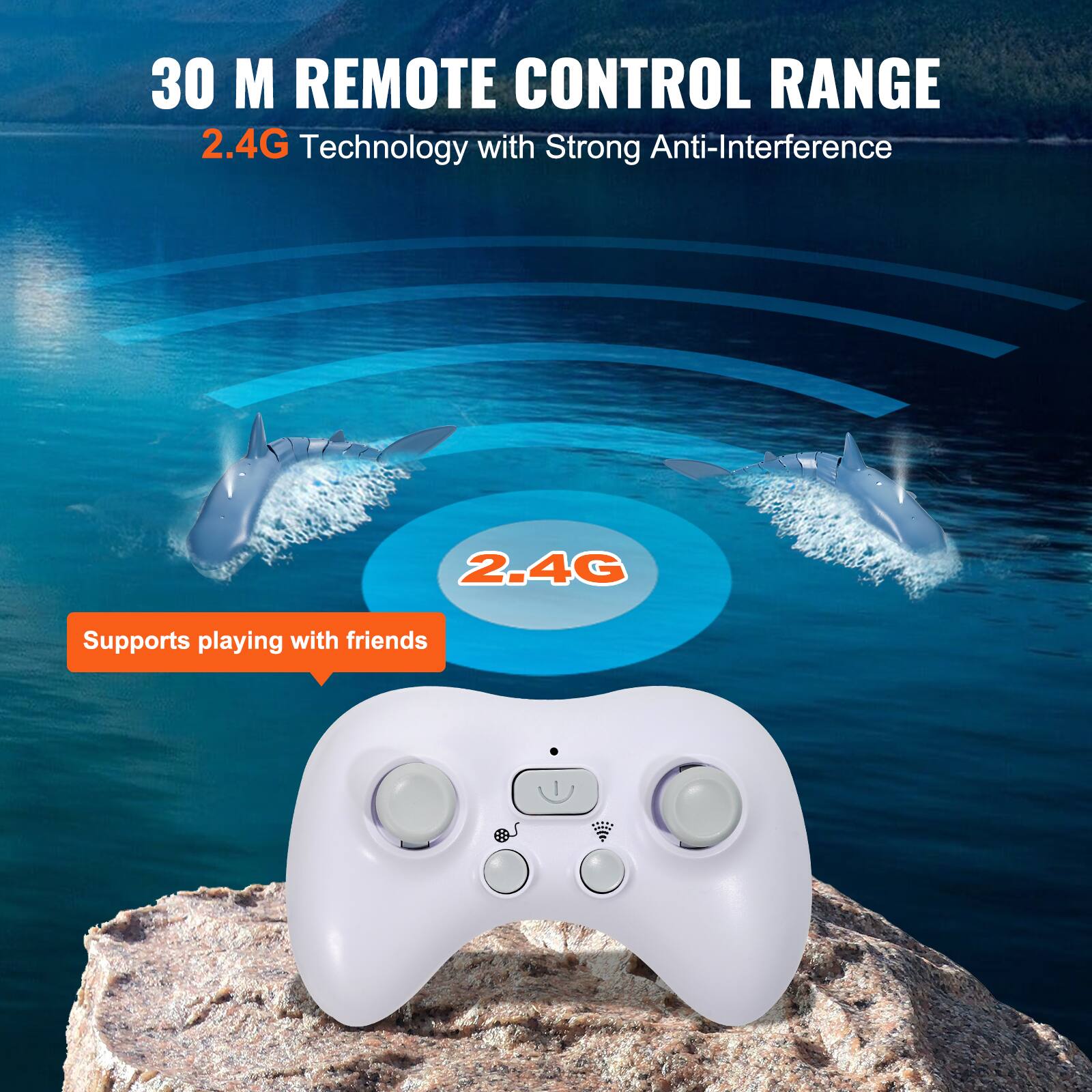 30 M REMOTE CONTROL RANGE  
2.4G Technology with Strong Anti-Interference  
Supports playing with friends