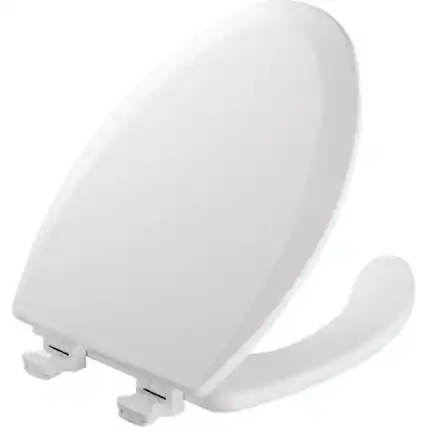 Front. BEMIS - Mayfair by Bemis Elongated White Enameled Wood Toilet Seat - White.