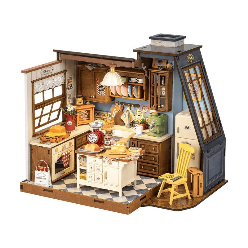 Robotime - Rolife Handmade Puzzles Kit DG172 Baking Kitchen Model Kit 3D Wooden DIY Miniature House - Brown price history on PriceWatchPro