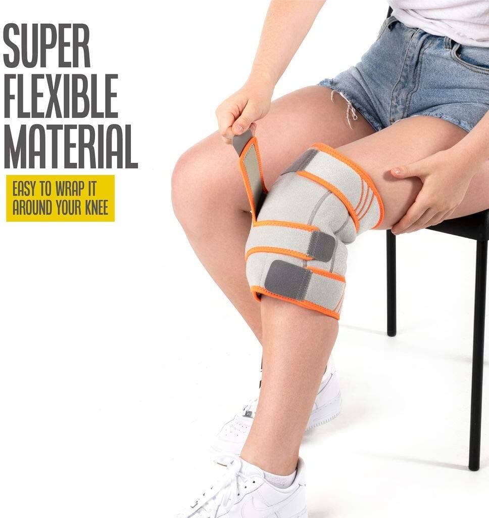 SUPER FLEXIBLE MATERIAL  
EASY TO WRAP IT AROUND YOUR KNEE