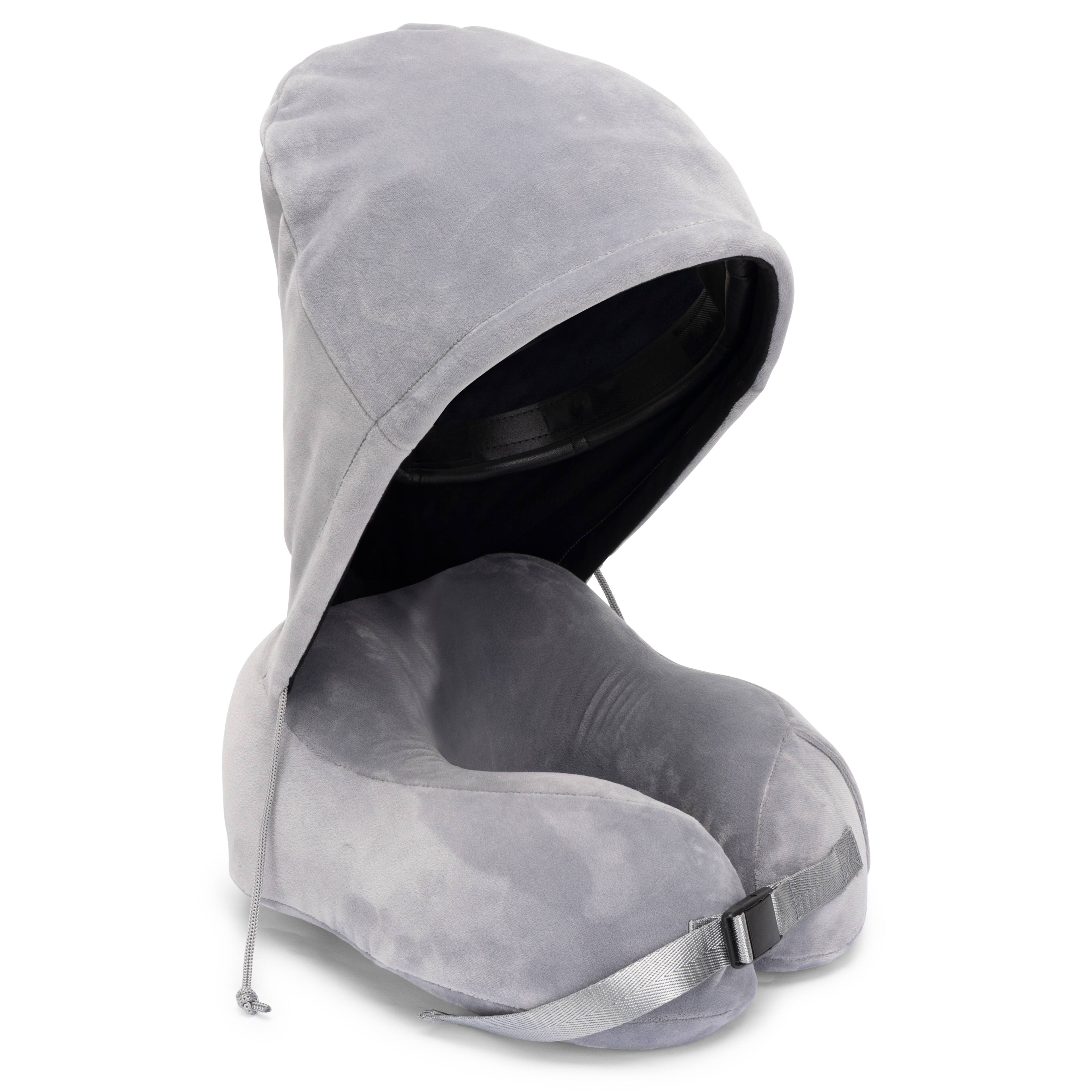 Alt View 4. Von Dutch - Eyeconic Hooded Ergonomic Memory Foam Travel Neck Pillow - Grey.
