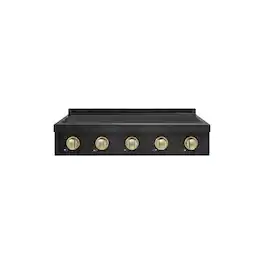 ZLINE - Autograph 36 in. Paramount Built-in Induction Rangetop with 5 Element Cooktop in Black Steel & Champagne Bronze Accents - Black Stainless Steel