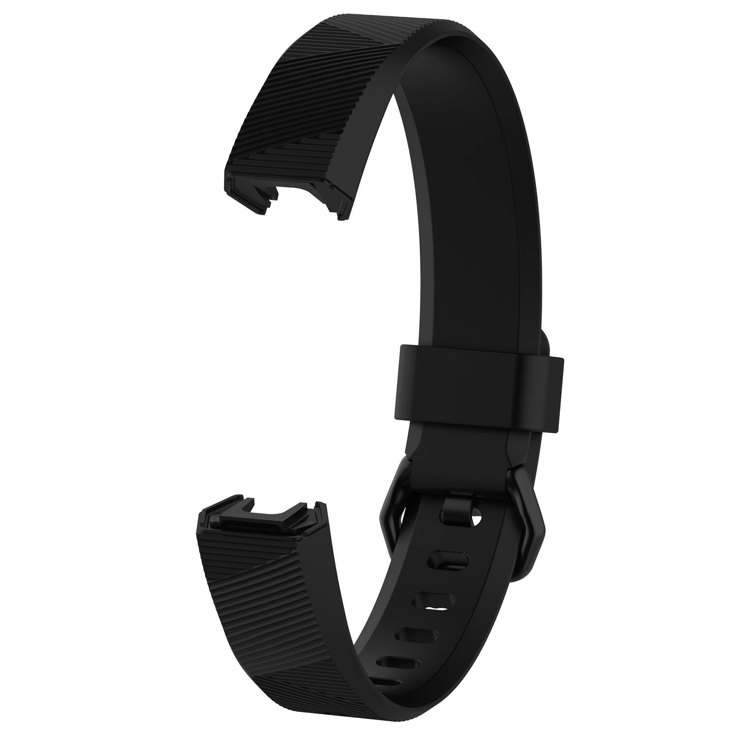 Left. StrapsCo - Active Band Rubber Watch Strap For Fitbit Alta (Short-Medium) - Black.