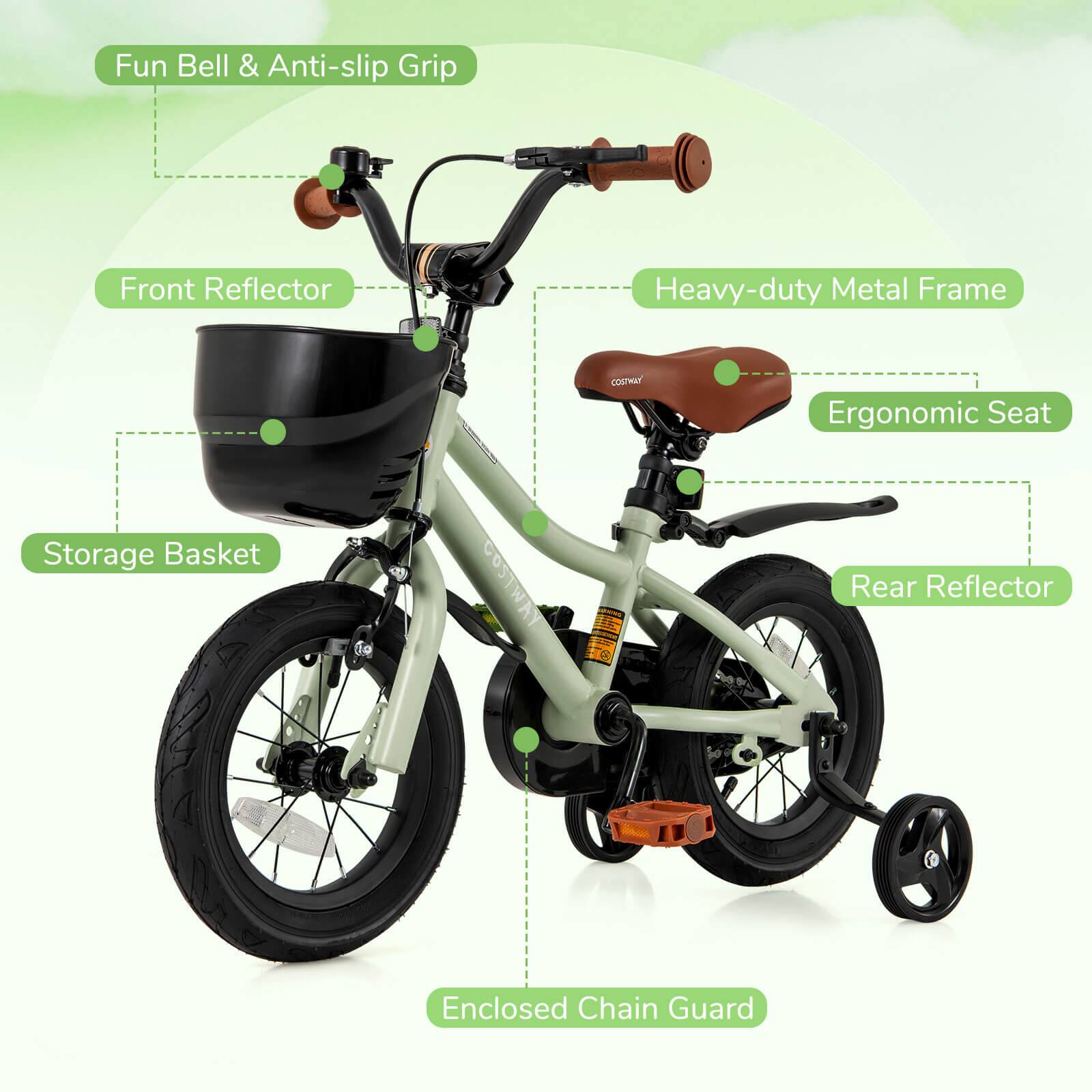 - Fun Bell & Anti-slip Grip
- Front Reflector
- Storage Basket
- Heavy-duty Metal Frame
- Ergonomic Seat
- Rear Reflector
- Enclosed Chain Guard