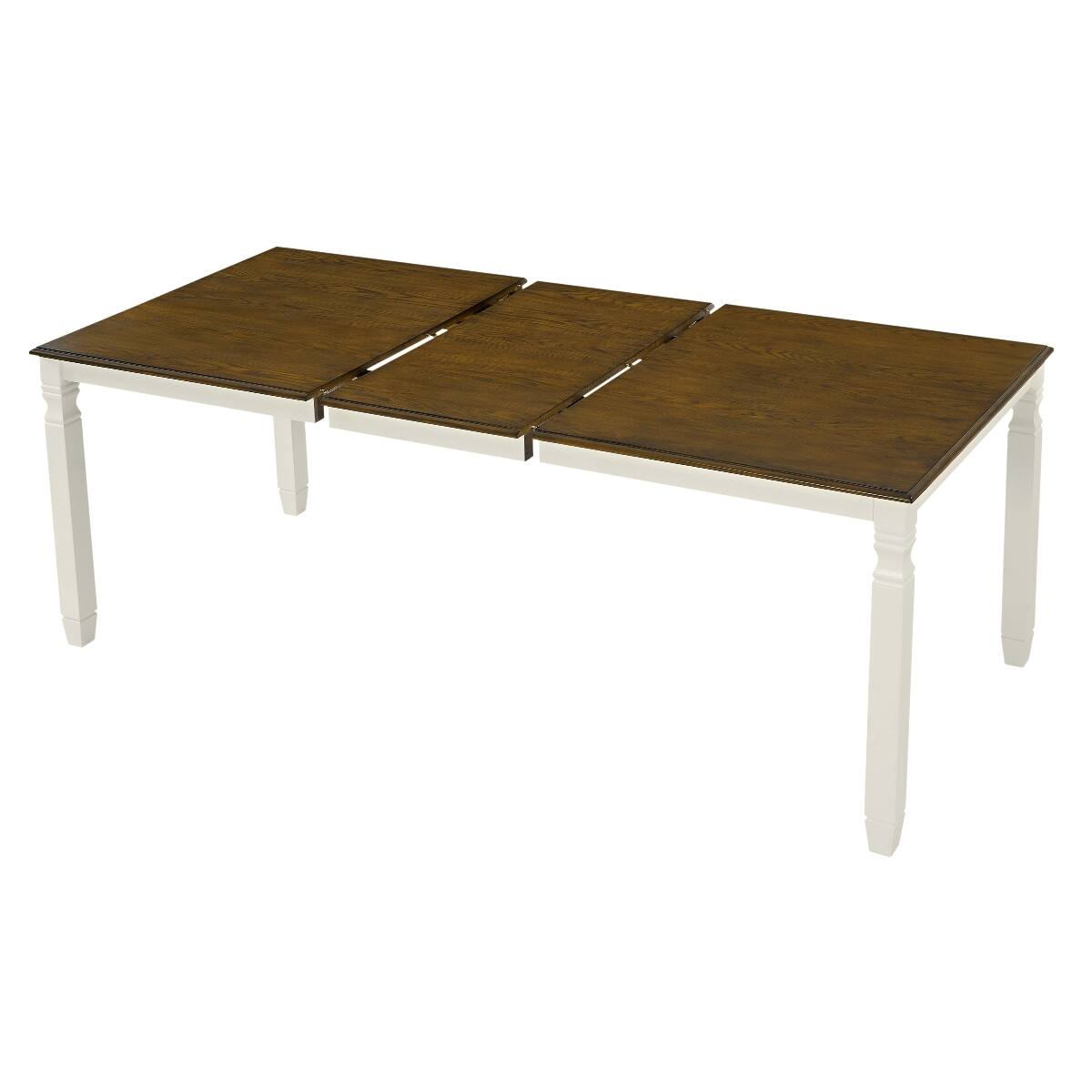 Alt View 7. Loheer - Loheer Extendable Dining Table, Oak Veneer Top, Modern Farmhouse Table for Four to Six - Brown top and beige base.