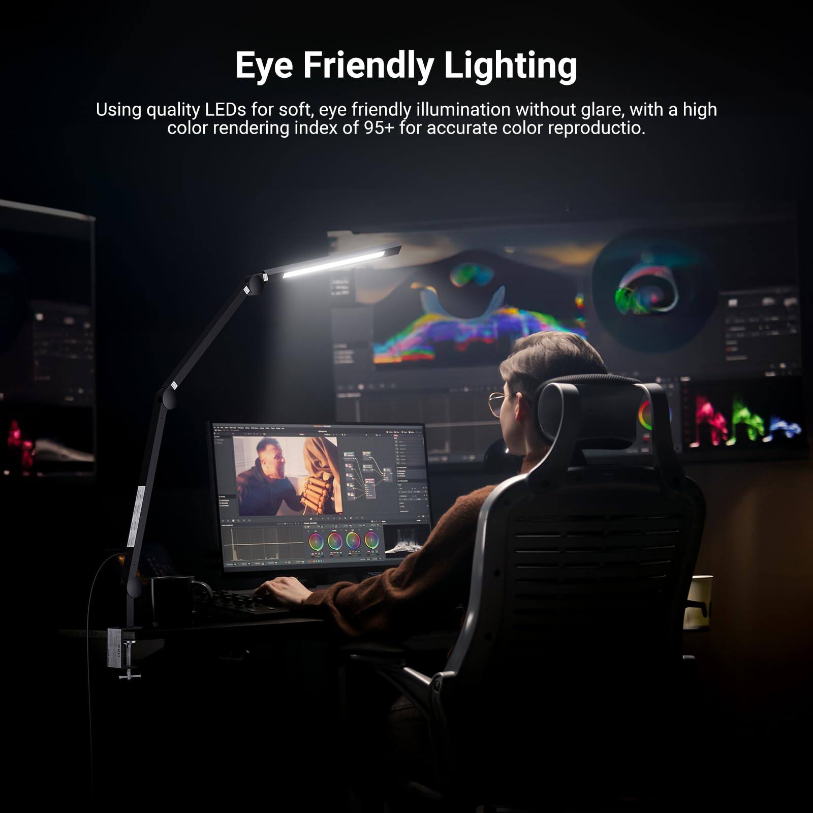 Eye Friendly Lighting  
Using quality LEDs for soft, eye friendly illumination without glare, with a high color rendering index of 95+ for accurate color reproduction.