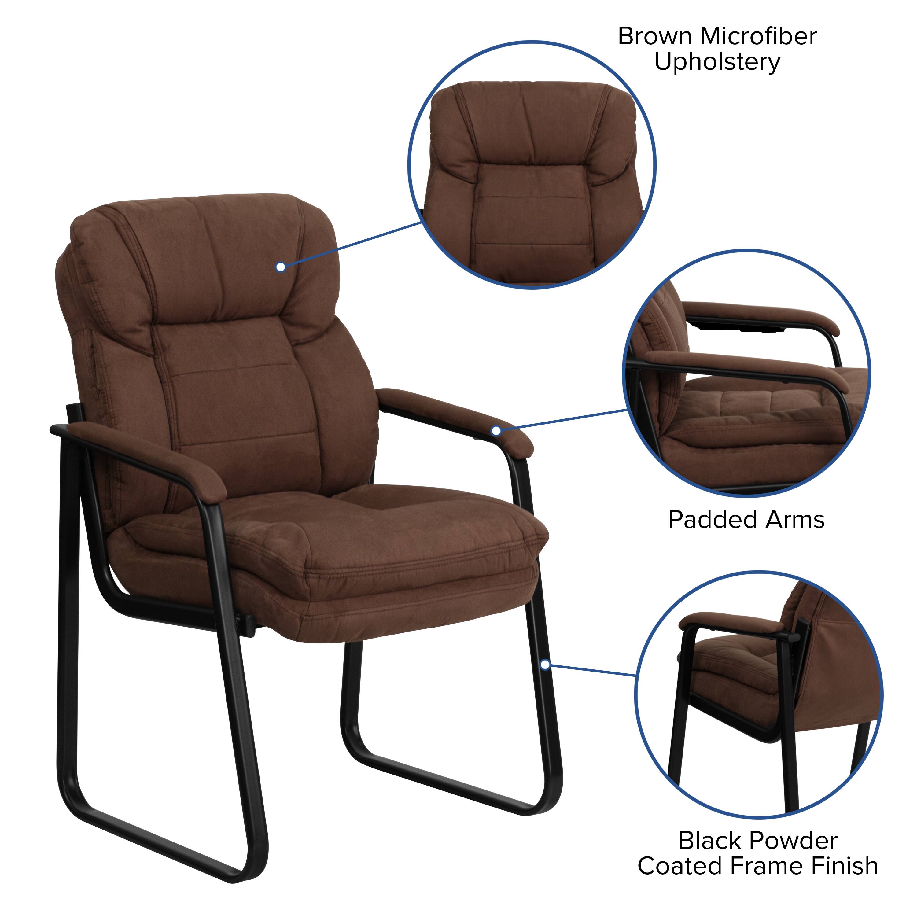 Brown Microfiber Upholstery  
Padded Arms  
Black Powder Coated Frame Finish