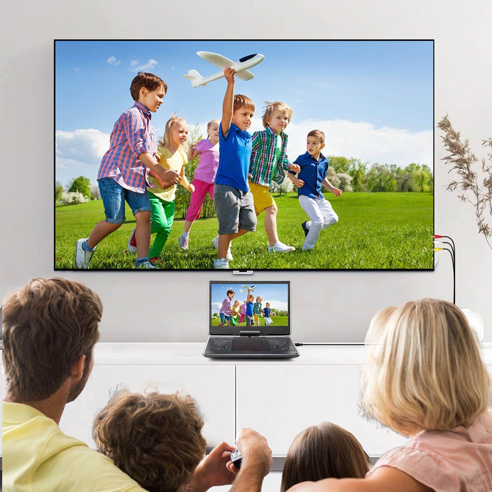 Alt View 1. Glintex - Portable DVD Player 14" HD Swivel Screen, 5H Battery, Dual Speakers, USB SD CD DVD, TV Sync, Remote, Car Charger.