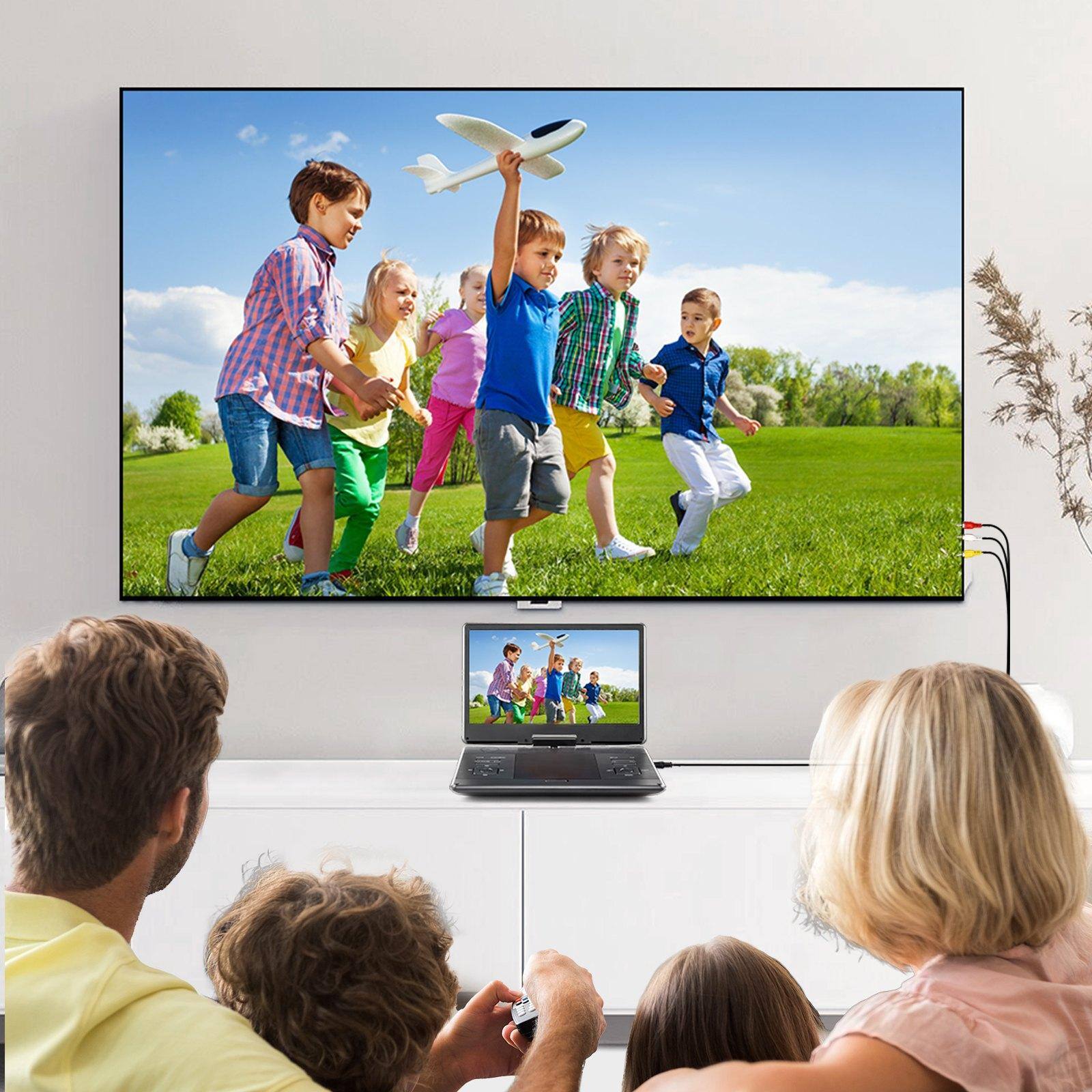 Alt View 1. Glintex - Portable DVD Player 14" HD Swivel Screen, 5H Battery, Dual Speakers, USB SD CD DVD, TV Sync, Remote, Car Charger.