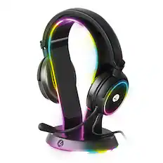 Front. 4Gamers - Light Up Headset & Stand Bundle - Consoles, PC, Mobile, Tablets - Multicolored.