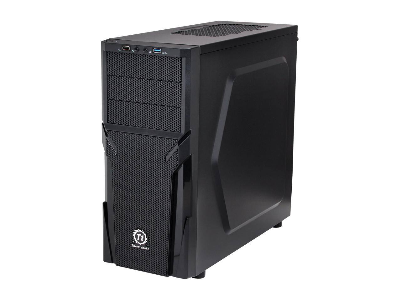 Alt View 3. Thermaltake - Thermaltake Versa H21 Mid Tower Computer Case with USB 3.0 and All-Black Interior(CA-1B2-00M1NN-00) - Black.