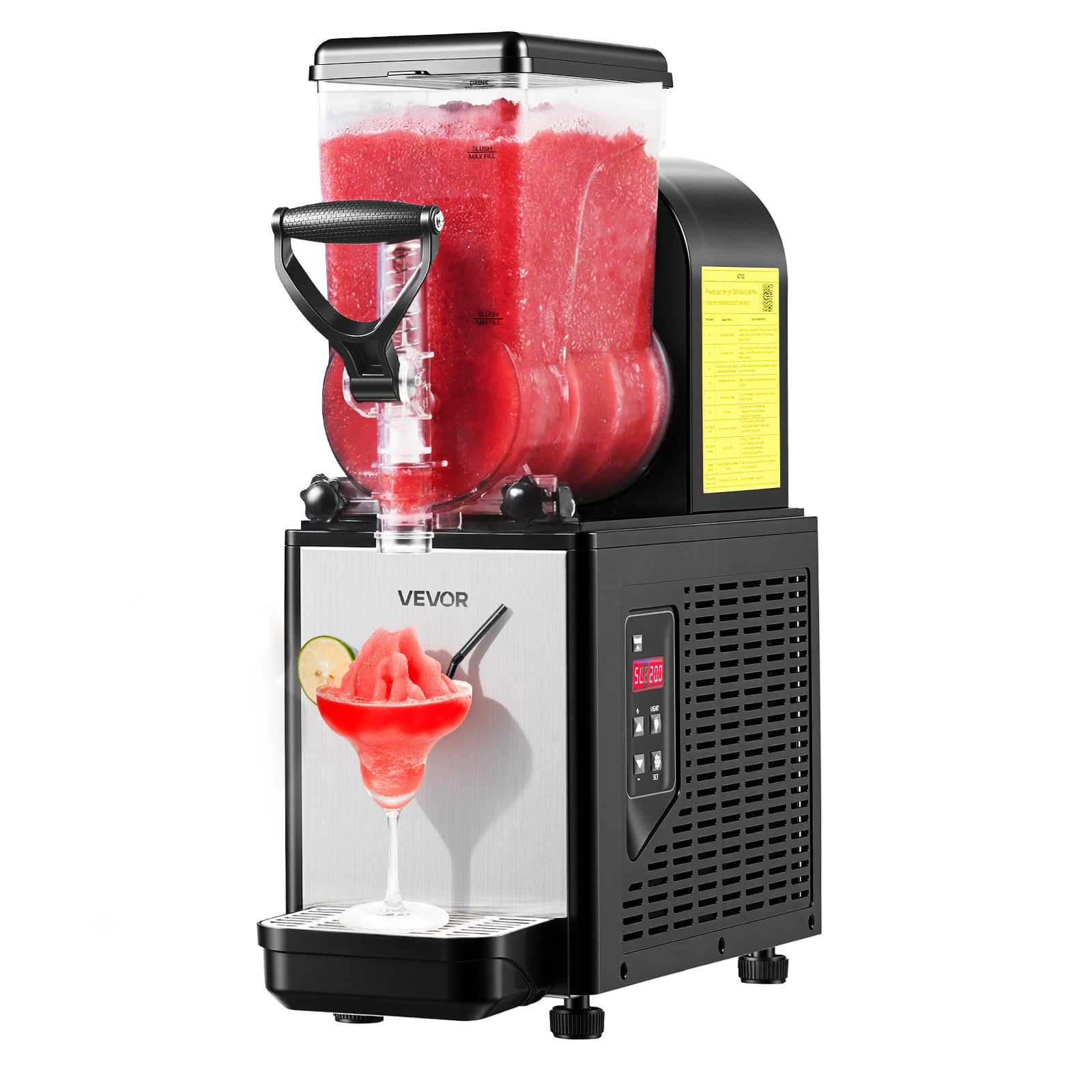 VEVOR - Slushie Machine, 6L/1.6Gal Commercial Slushy Maker, Frozen Drink Maker with Self-Cleaning, Margarita Machine - Black