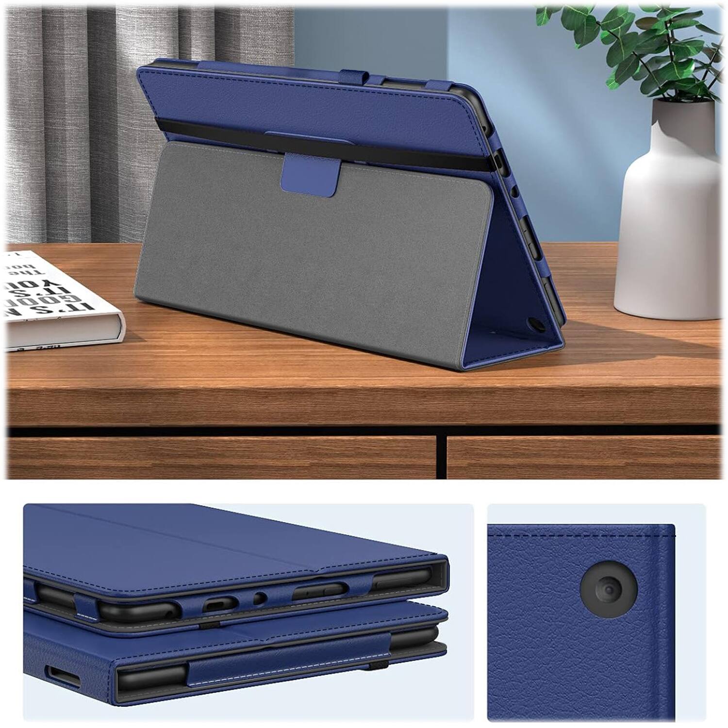 Alt View 14. SaharaCase - Bi-Fold Folio Case for Amazon Fire HD 10 (2023) - Navy Blue.