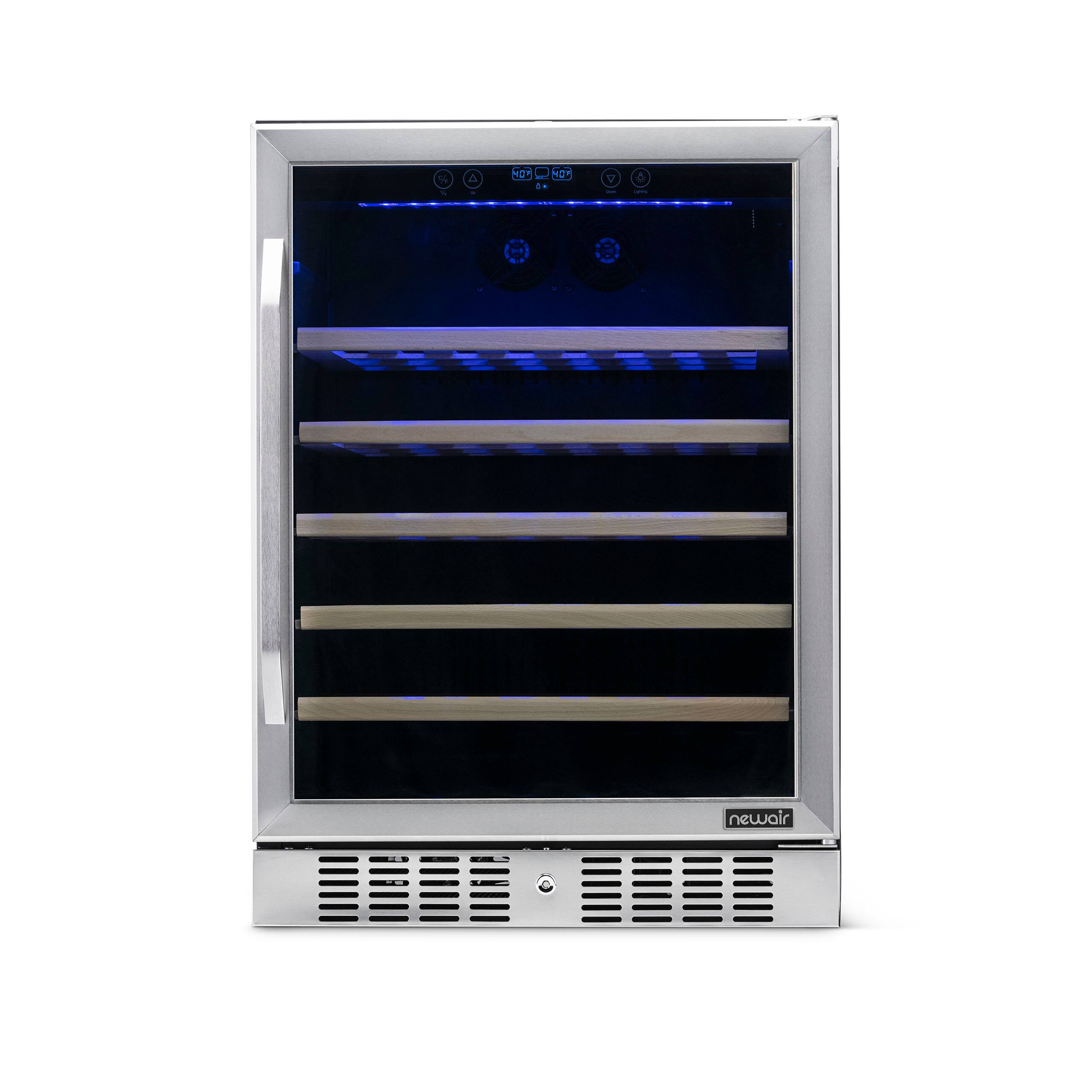 Alt View 21. NewAir - 24" Built-In 52 Bottle Compressor Wine Fridge with Adjustable Shelves and Precision Digital Thermostat - Stainless Steel.