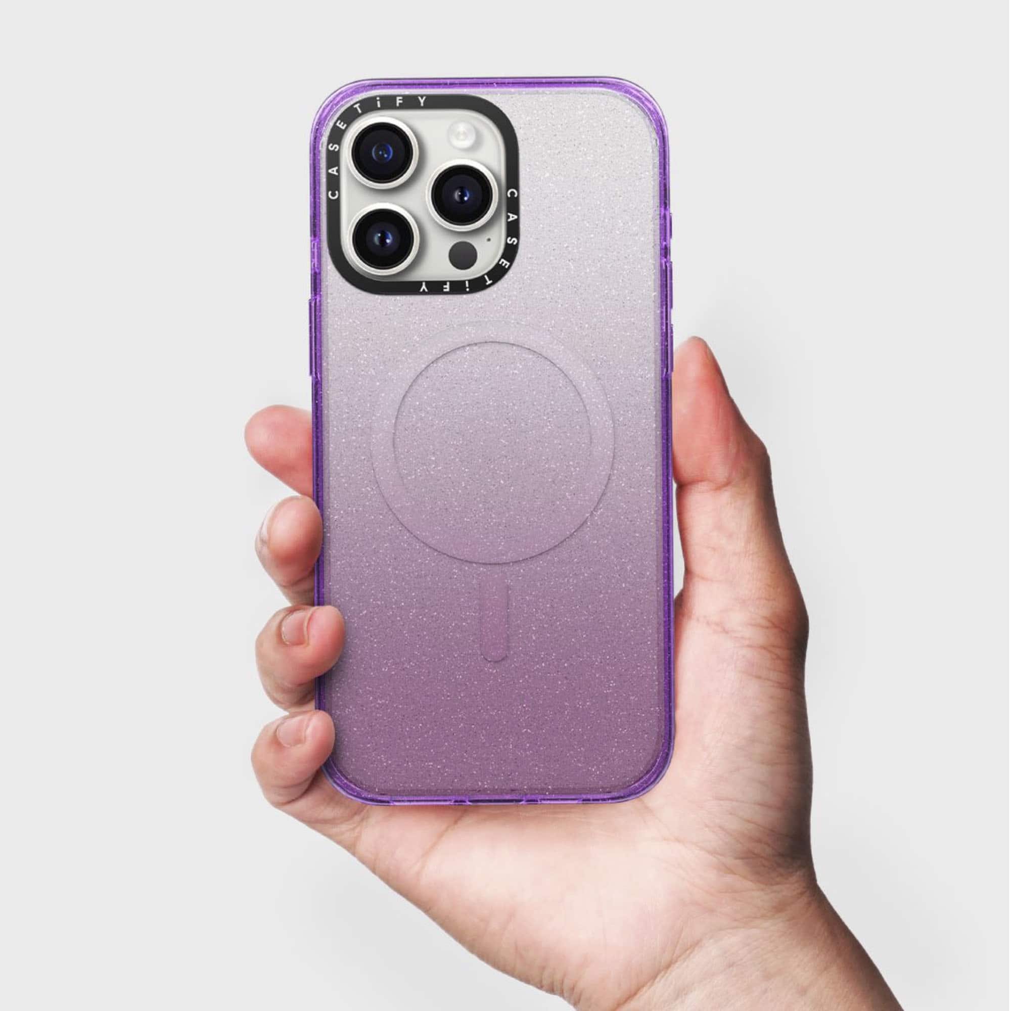 Back. CASETiFY - iPhone 16 Pro Max Glitter Case MagSafe Compatible - Purple - Purple.