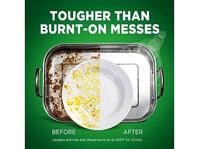 TOUGHER THAN BURNT-ON MESSES

BEFORE
Lasagna and mac and cheese burnt on at 400°F for 15 mins

AFTER