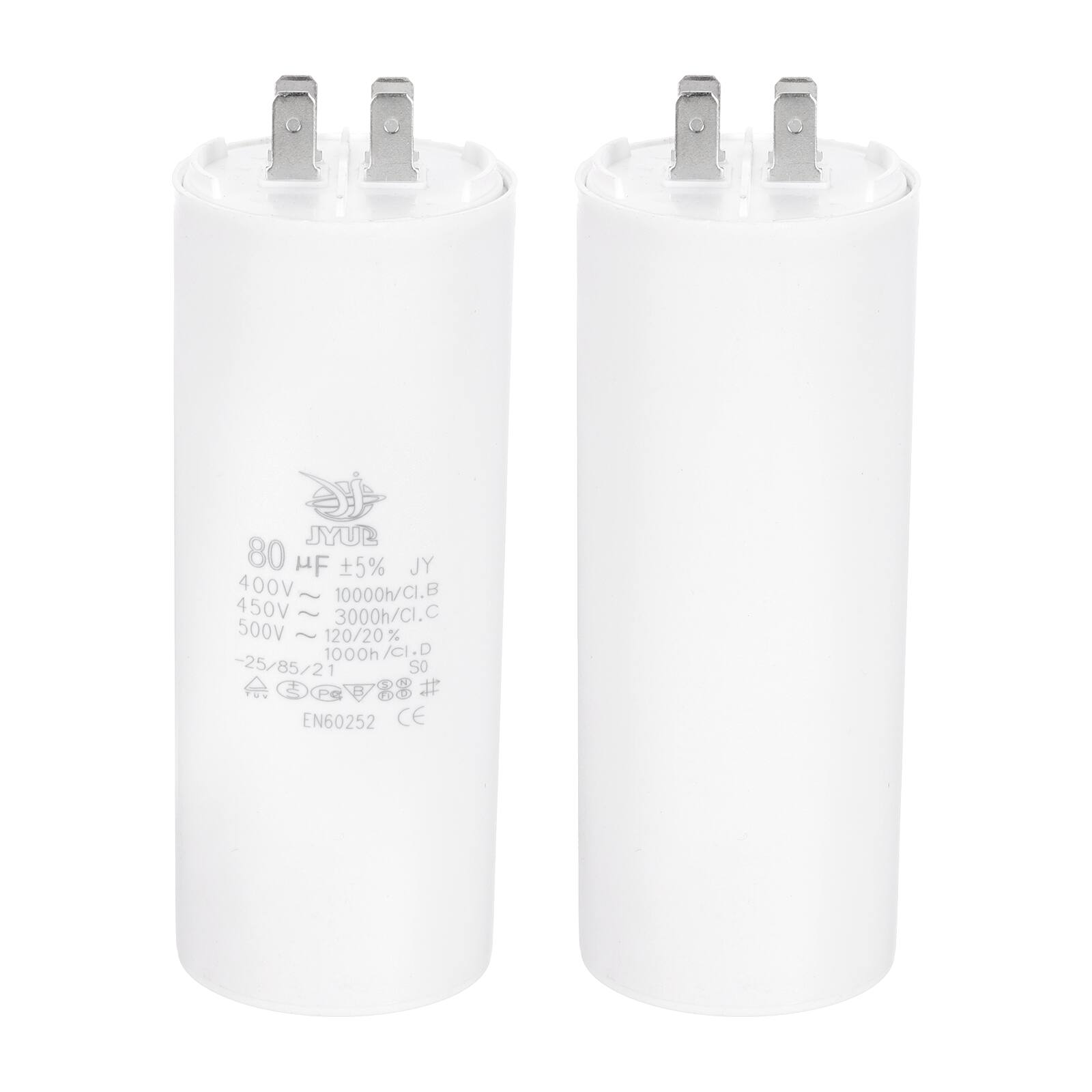 80 µF ±5% JY  
400V ~ 10000h/CI.B  
450V ~ 3000h/CI.C  
500V ~ 120/20% 1000h/CI.D  
-25/85/21  
EN60252 CE