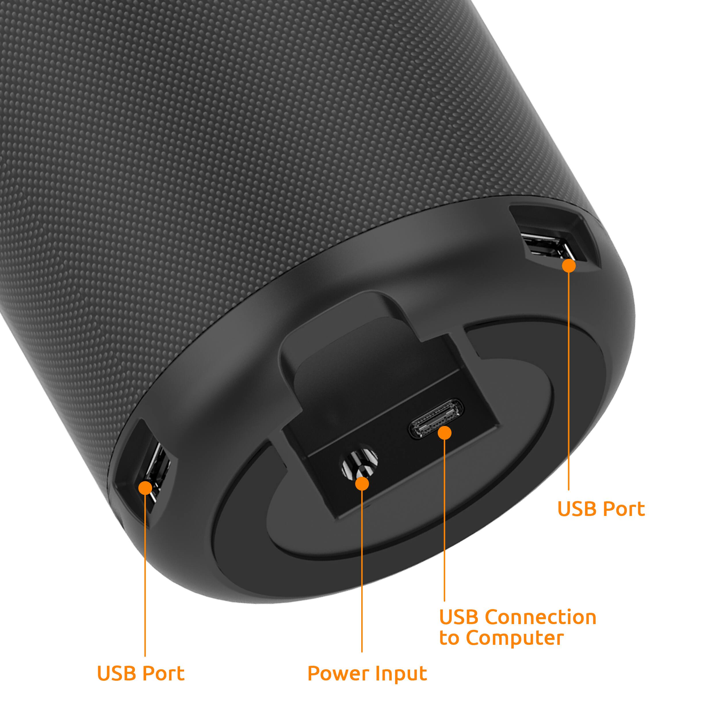 USB Port, USB Port, USB Connection to Computer, Power Input