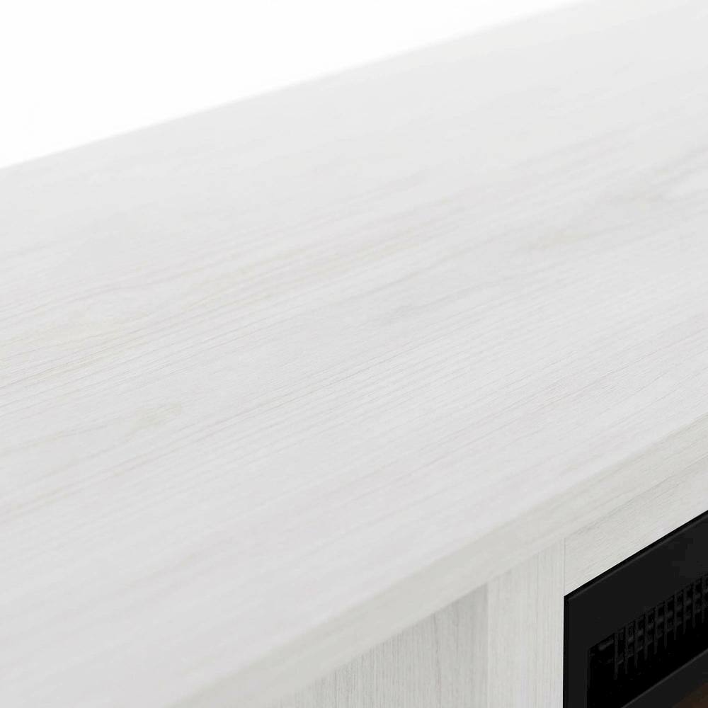 Alt View 4. FurniFact - White Oak, Chrome Fireplace Entertainment Center, TVs up to 70 Inches - White.