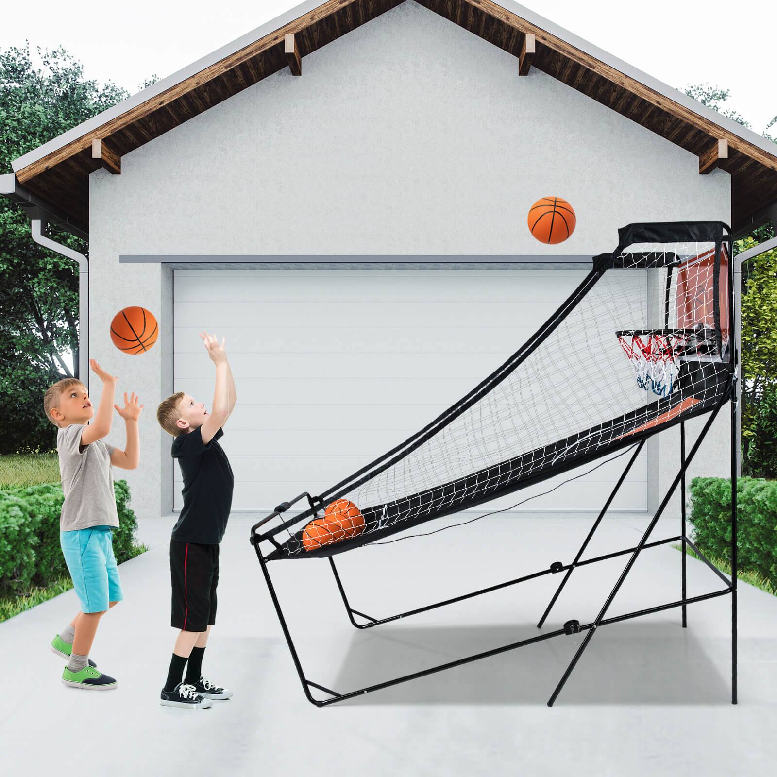 Alt View 3. Costway - Costway Foldable Basketball Arcade Game with 8 Modes & Electronic Scoring & Sound Effect - Black,Orange.